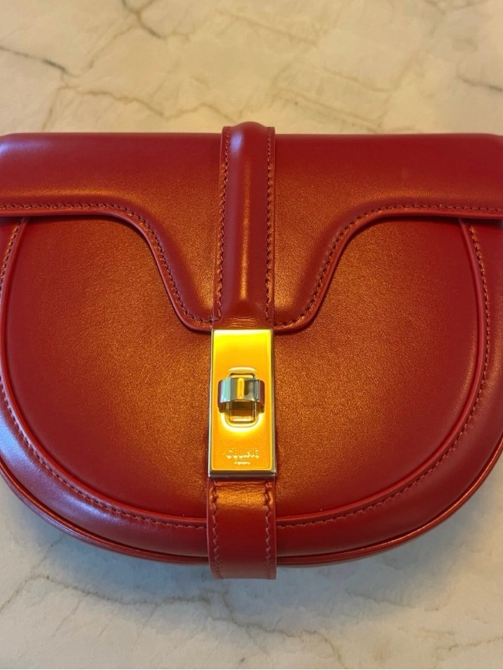 Celine Red Leather Small Besace 16 Bag with Gold Hardware